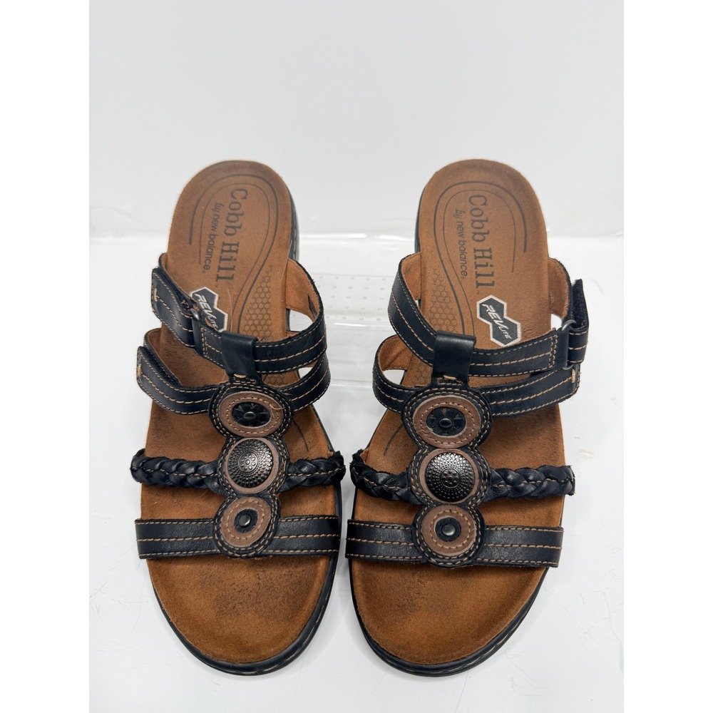 Cobb Hill by New Balance Women's Size 8 Black Leather Comfort Wedge Sandals